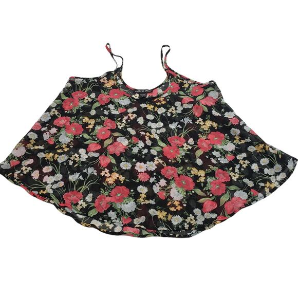 American Dream Shirt Tank Top Womens Small Floral Black Spaghetti Strap Casual - Picture 1 of 6